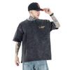 Unisexs Summer Shortsleeved Washed Vintage G Cotton Shirt with Fish Pattern  Pure Cotton Casual and Loose Tshirt
