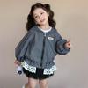 Girls' Plaid Lace Trim Hooded Jacket - Fall 2025 Korean Style