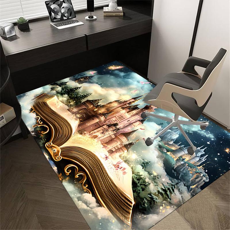 castle fantasy Crystal Velvet chair mat Area Rug - Non-Slip, Floor Mat, Office Desk Chair Rugs, Bedroom Decor.Christmas Gift-1106151