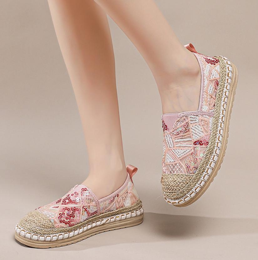 

Fashion 2025 Hot Sale Breathable Mesh Lace Ballet Flats Shoes Womens Espadrilles Casual Floral Women s Loafers Zapatillas Fisherman 40