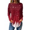 Dame Løs Rund Hals Juleprint Langermet T-skjorte Topp Genser