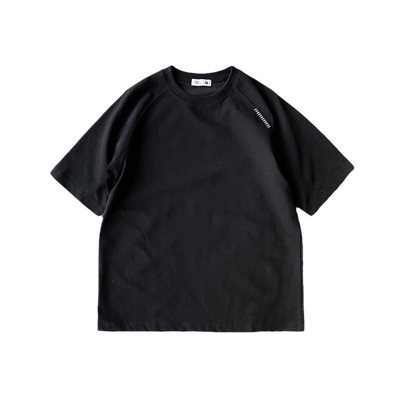 Men's Raglan Sewn Embroidered T-shirt for Men's Summer New Trendy Loose Shoulder Sleeves Casual Versatile T-shirt