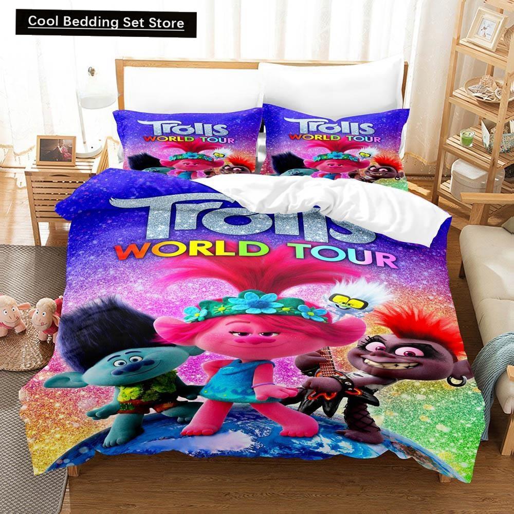 3D Print Cartoons Bed Sheet Set Trolls Bedding Set Single Twin Full Queen King Size Bed Set Adult Kid Bedroom Duvet cover Sets