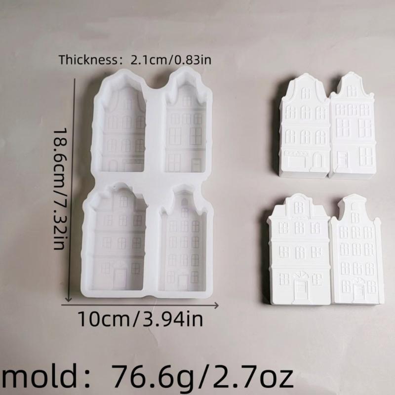 Food Safe Silicone House Molds for Home Decors Party Crafts Candle Soap Making Reusable Family Friendly Activity Set