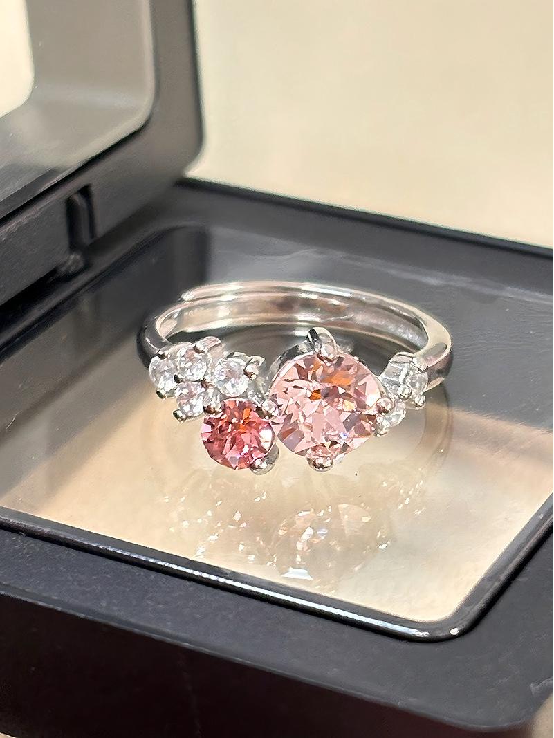 Xiaohongshu Twin Flower Rhinestone Ring: Light Luxury Style Women s Fashion 2026 Adjustable Opening