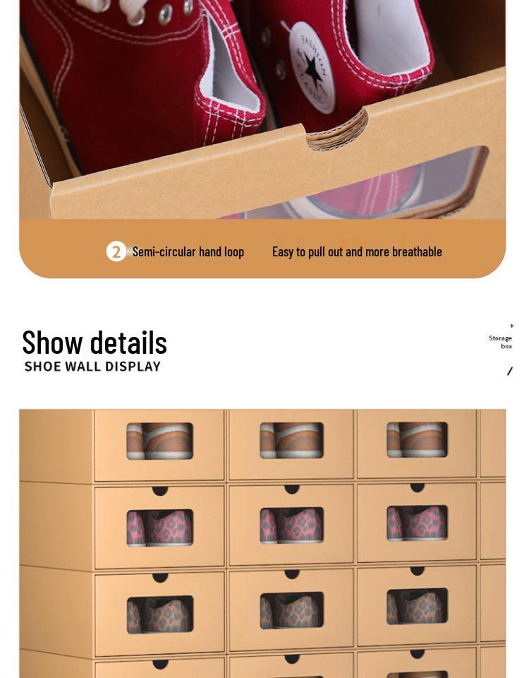 Schuhregal: Platzsparende transparente Kraftpapier-Aufbewahrungsboxen