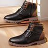 Retro PU Leder Herren Stiefeletten Lässige Reißverschluss Kurze Stiefel 2025 Winter Herren High Top Schuhe Wüsten Arbeitsstiefel Botas Para Hombre