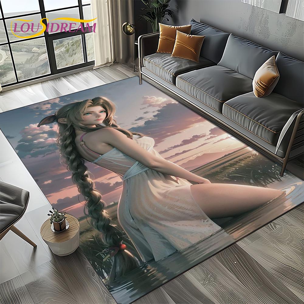 New Style Final Fantasy Games Cloud Tifa Aerith Carpet Rug for Living Room Bedroom Home Sofa,Kids Play Non-slip Floor Mat