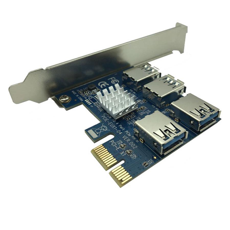 PCI-Express Riser Card PCI-E 1 to 4 PCI-E USB 3.0 Slot Multiplier External Card