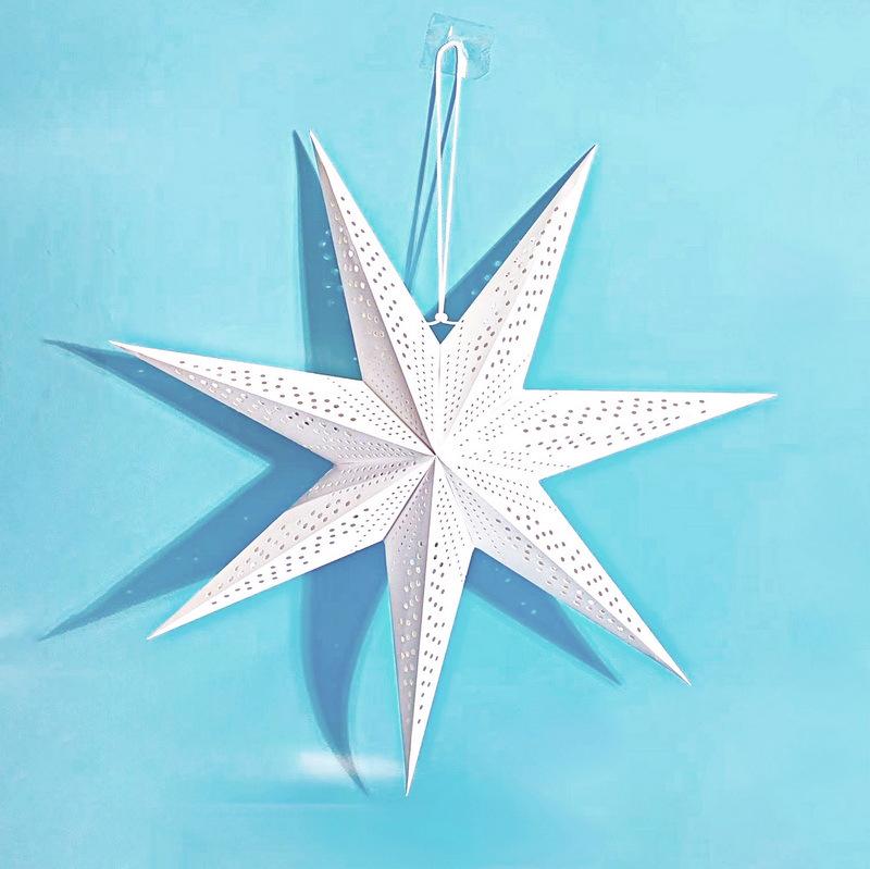 White Hollow Paper Star Lampshade - Christmas, Wedding, and Party Decoration.
