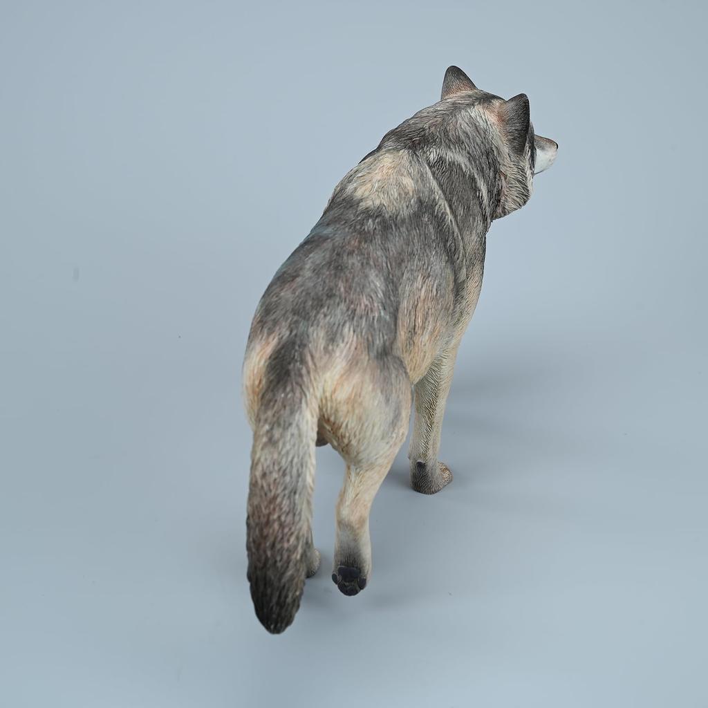 JXK Miniaturní euroasijský šedý vlk Pryskyřičná stolní Narozeniny Plně sestavená figurka, Socha, Vlk, Model, Doplněk, Dekorace, Dárek, Malovaný,