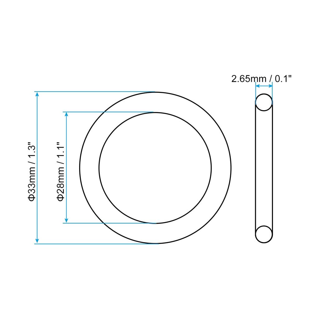 PATIKIL O-Ring, Rubber Gasket, O-Ring, Heat Resistant, -Resistant, Waterproof, 1.3 Inches (33 Mm), Outer