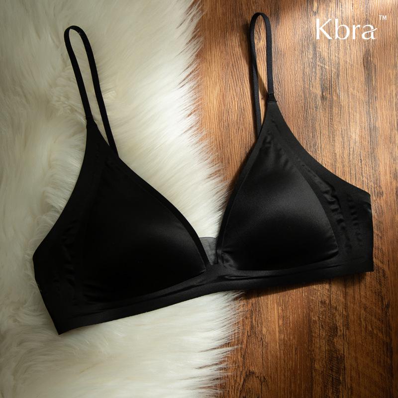 Hot Sale French Satin Deep V-Neck Lingerie for Women: Thin Strap Triangle Cup Bra