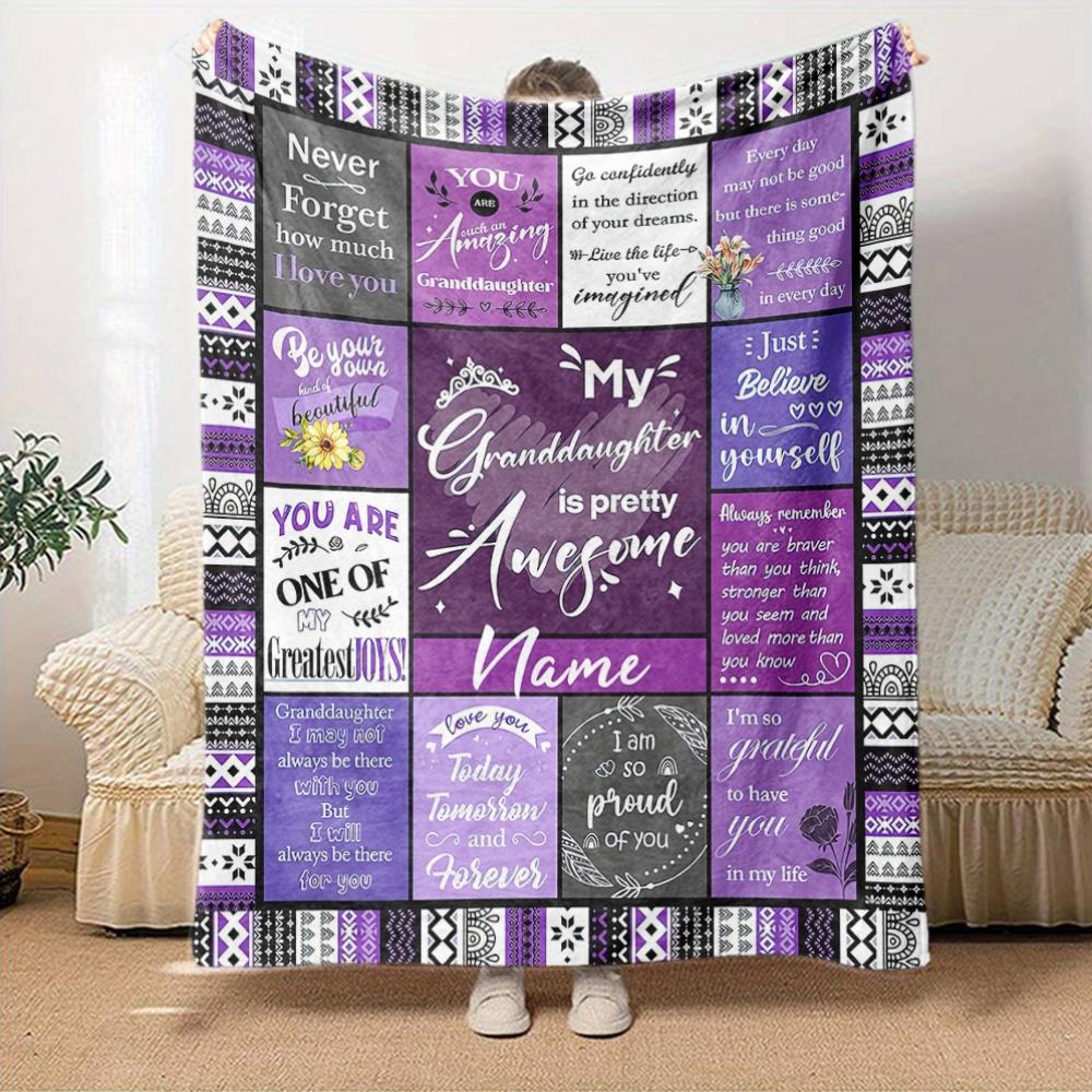Granddaughter Quotes Inspirational Messages For Your Beloved Granddaughter Gift Customizable Blanket Customize Text Comfortable For Sofa Couch Office