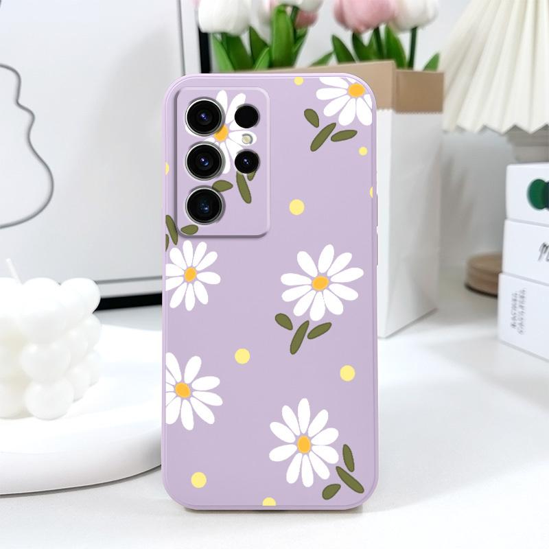 Coque de téléphone élégante à marguerites pour Samsung Galaxy S25 S24 S23 S22 S21 S20 S10 S10E Ultra Plus FE Note 20 Ultra Plus
