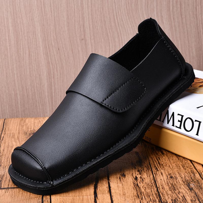 Chaussures pour hommes grande taille Velcro chaussures décontractées en cuir pour hommes 45 commerce extérieur noir chaussures mocassins paresseux pour hommes