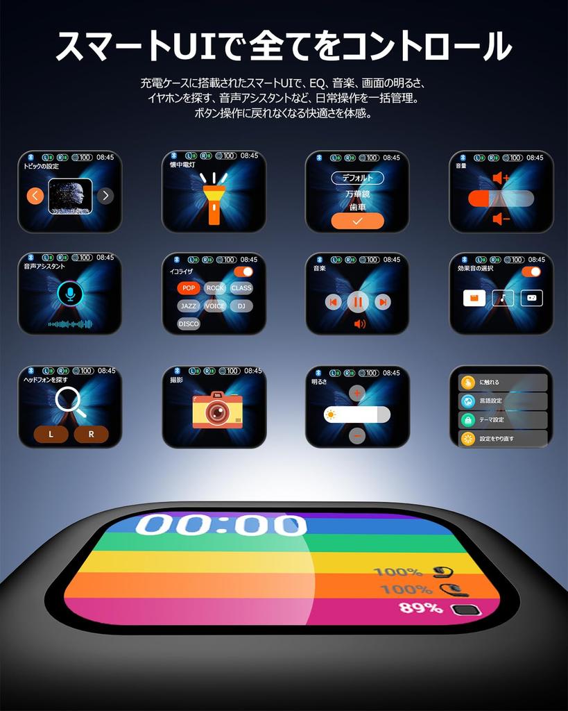 Bluetooth Wireless Earphones, Open-Ear, Over-the-Ear Style [2026 Model] with Touch Display, ENC Call Noise Cancelling, 16.2mm Drivers, 7 EQ Presets,