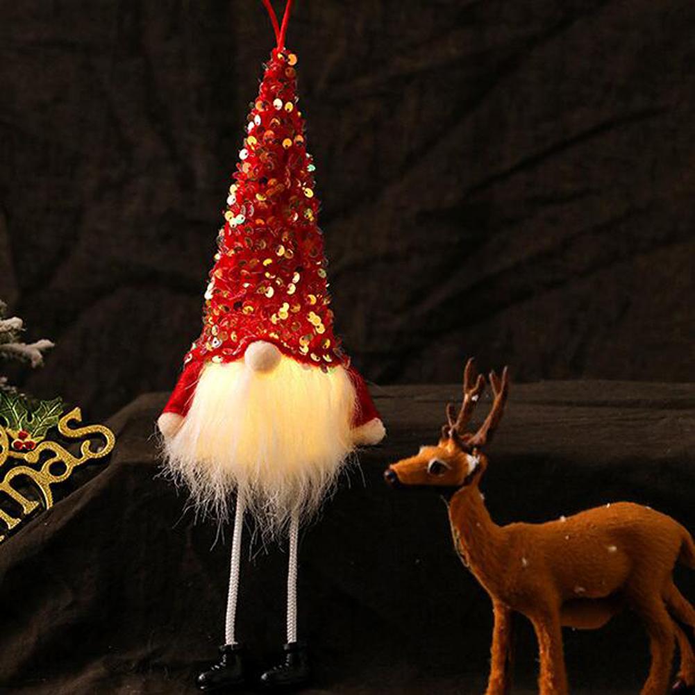 

Christmas Tree Ornaments with Lights, 1pc Glowing Plush Gnomes Santa Elf Xmas Hanging Decorations Christmas Hanging Pendant красный
