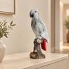 Resin Parrot Figurine Lifelike Statue with Tree Stump Base Compact