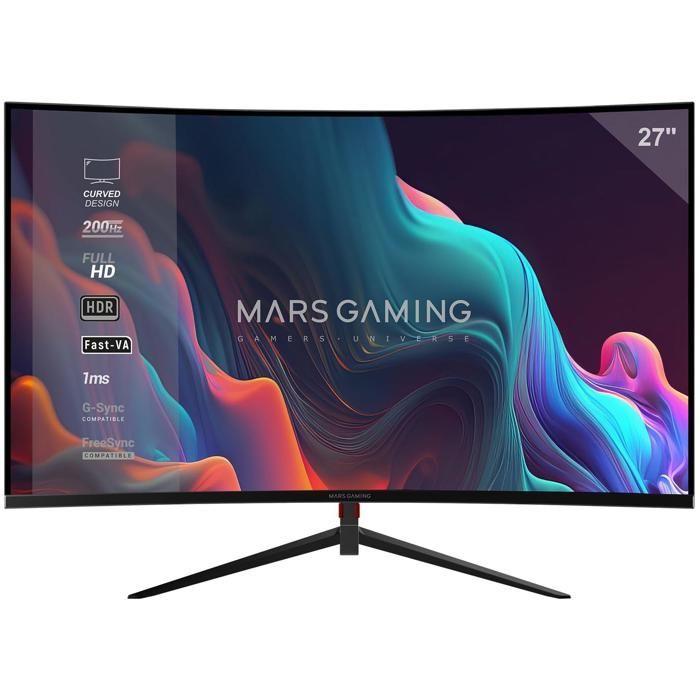 Marsgaming mv-27c écran gaming incurvé 27 fhd 1080p 200hz hdr10 1ms freesync et g-sync noir