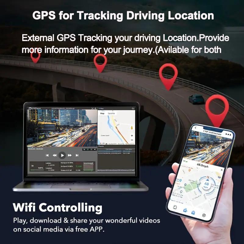 4K Front and Rear Camera Car Dvr WIFI Dash Cam for Cars GPS Camera for Vehicle Video Recorder Rear View Camera Night vision