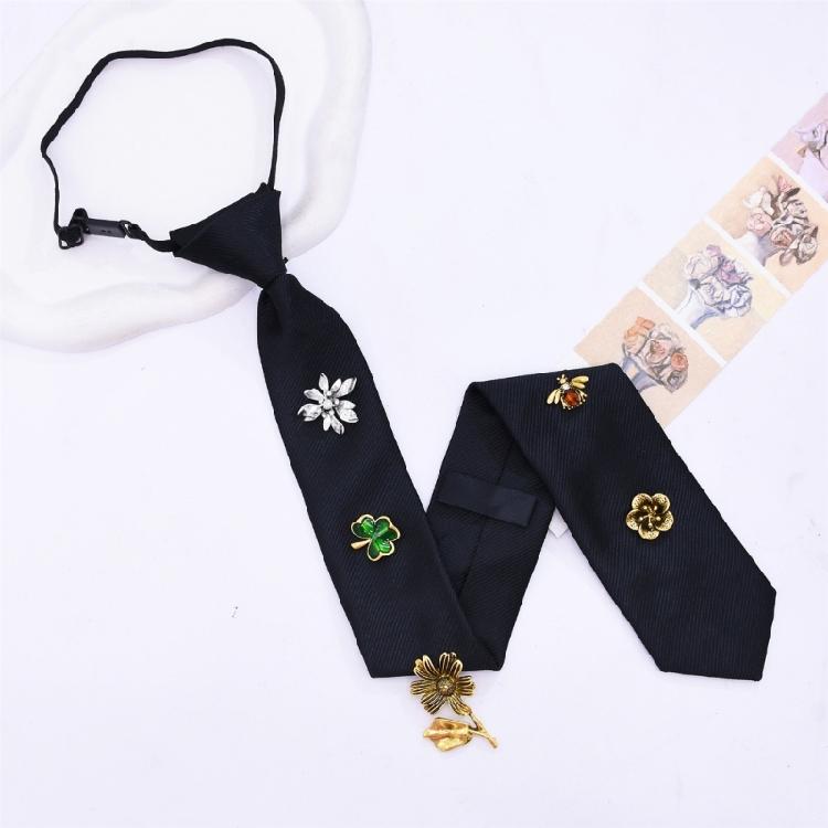 Delicate Crystal Accented Insect Necktie Premium Woven Polyester Comfortable Unisex Accessory For Daily Use