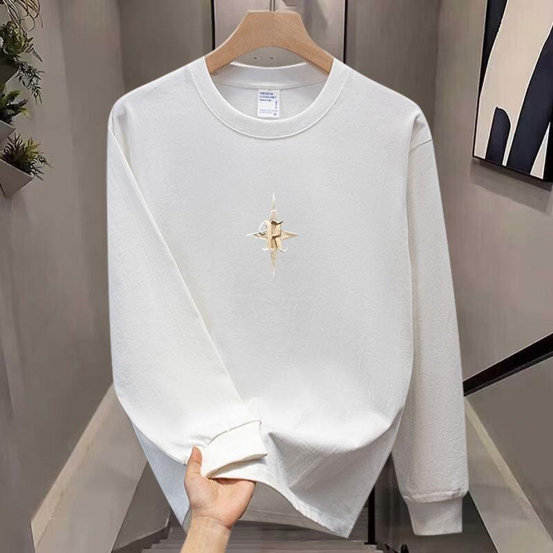 American Trendy Brand Threaded Cuffs Long-Sleeved Pure Cotton Men'S Bottoming Shirt T-Shirt Trendy Autumn And Winter Men'S And Women'S Tops