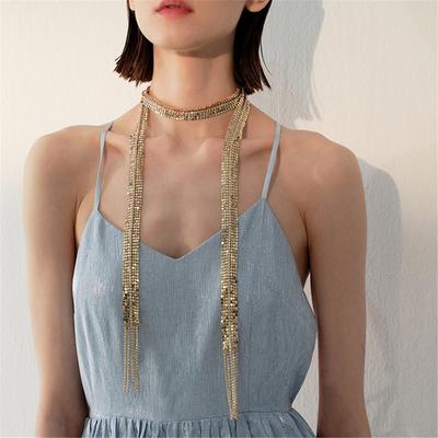 Tooxika Personalised Fashionable Sequins Glitter Diamond Tassel Necklace Multi-wear Trend Nightclub Style Spicy Girl Necklace