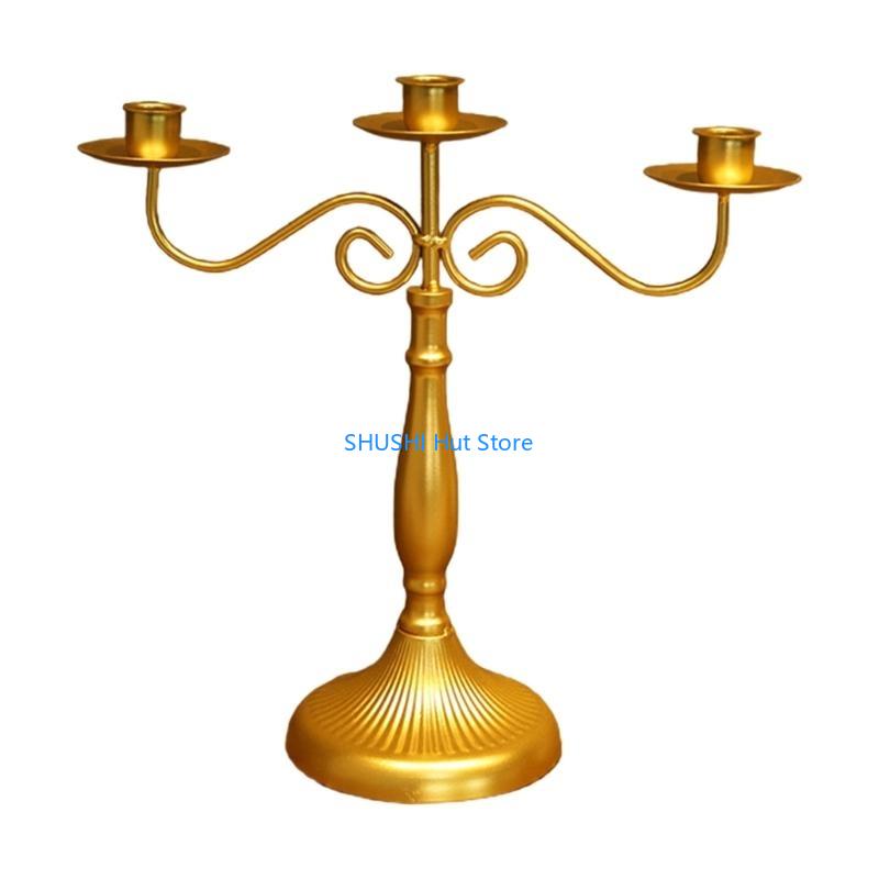 European Retro Metal Holder 1/3/5 Arms Candlestick Ornament D57B