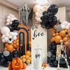 Halloween ballonnen krans boog set met zwarte en oranje kleurrijke confetti oogbol ballonnen geschikt voor Halloween huisdecoratie