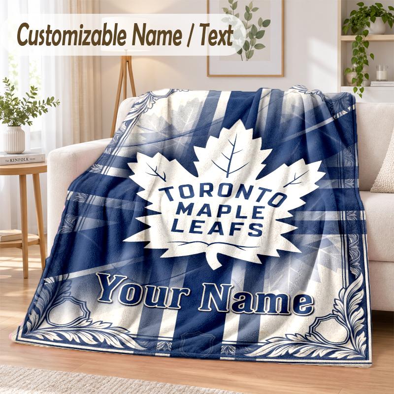 Фланелевое одеяло с индивидуальным текстом, принт Toronto Maple Leafs, теплое и уютное одеяло, домашний диван, постельное белье