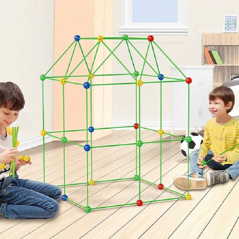 Diy Kids Building Tent Kit With Plastic Connectors For Imaginative Play And Parentchild Interaction
