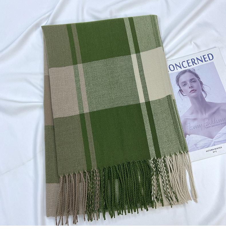 Plaid Scarf Female Autumn Winter Tassel Imitation Cashmere Shawl