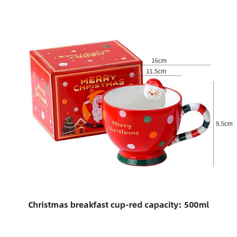 

Christmas Coffee Mug Cartoon Ceramic Cup Creative Gift for Breakfast Xmas Holiday 500ml