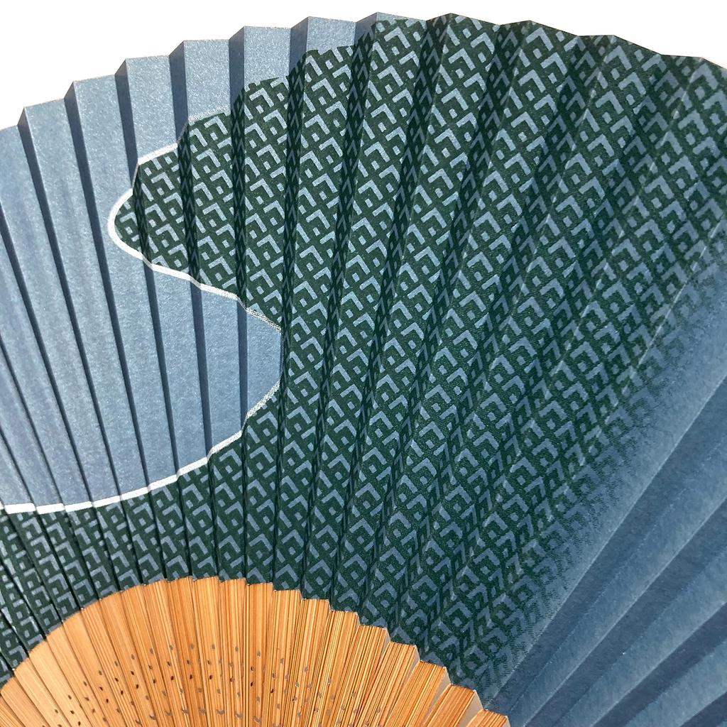 Hanakanzashi Folding Premium Paper Fan with Japanese Navy and Flowing Water Size 82 Men's Fan, 21.5cm, Pattern, Blue-Gray, Blue, Blue, Design,