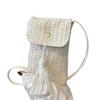 Elegant Woman Phone Pouch Weaving Crossbody Bucket Bag Casual Woven Beach Bag  Beach
