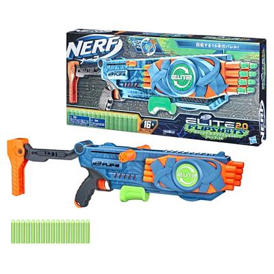 Hasbro Nerf Elite 2.0 Flip Shot Flip-16 16-Dart Barrel with 16 Official Darts, Flip Function for Doubled Launch Power (F2551) Authentic