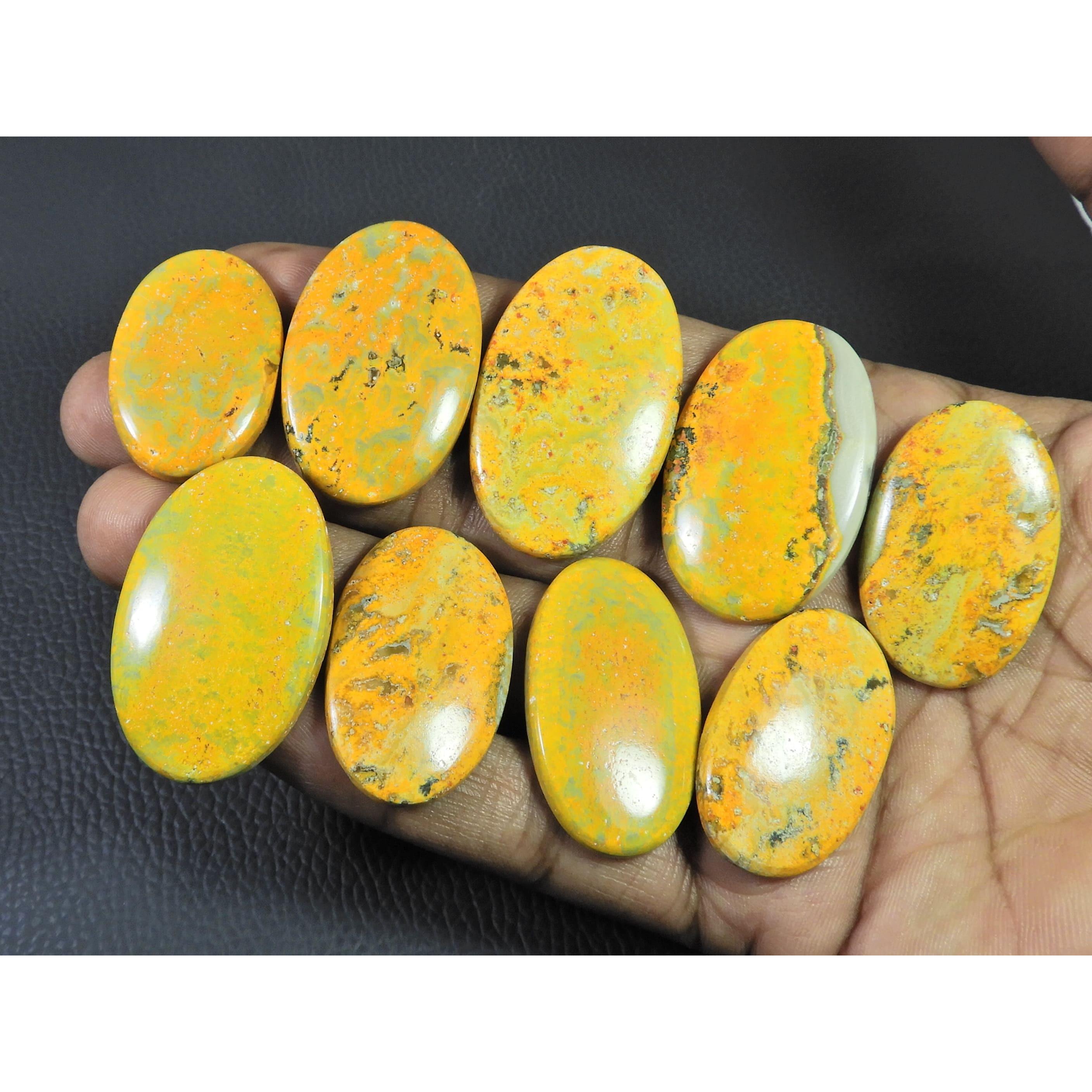 365Cts. Natural Bumble Bee Jasper Oval Cabochon Loose Gemstone 09 Pcs Lot C-2268