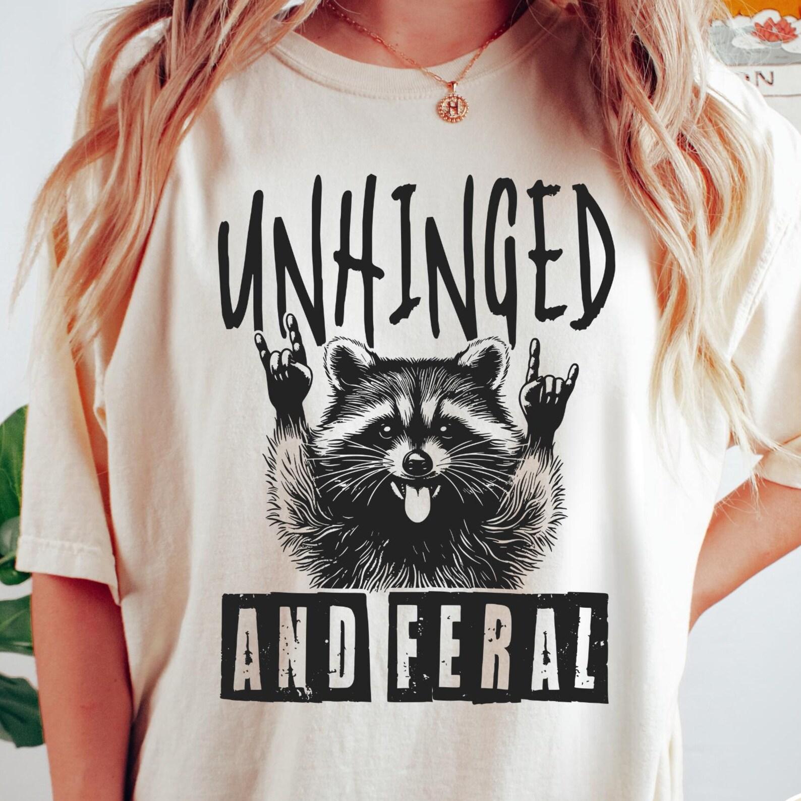 Unhinged and Feral Comfort Colors® T-Shirt, Vintage Raccoon T-Shirt, Funny Retro Shirt, Graphic Tee, Funny Women s Aesthetic T-Shirt S