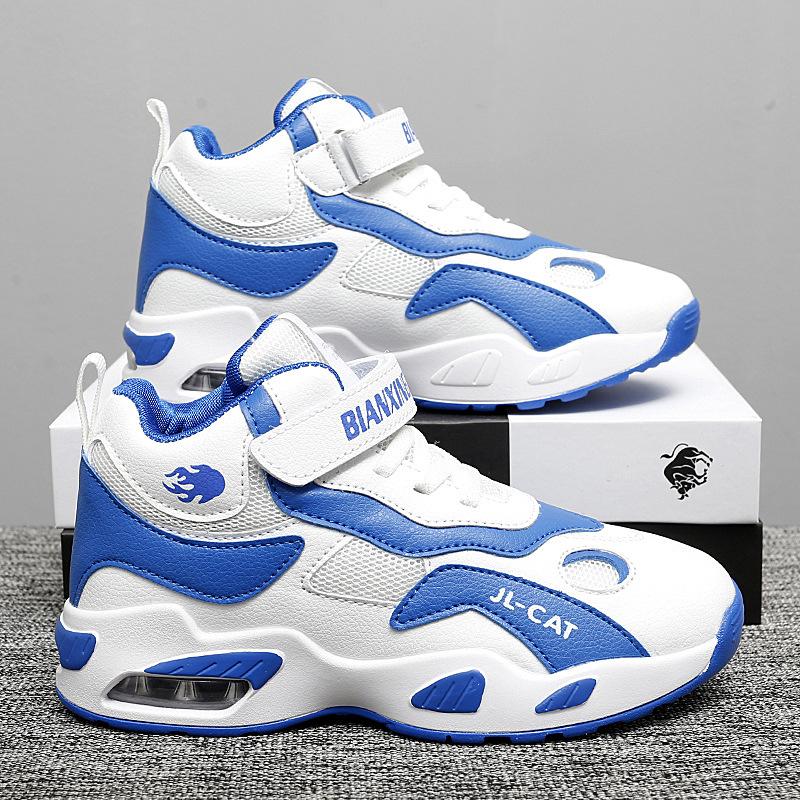 Children's summer and autumn mesh breathable basketball shoes Velcro air cushion running shoes Men's and adolescents professional training sports sho