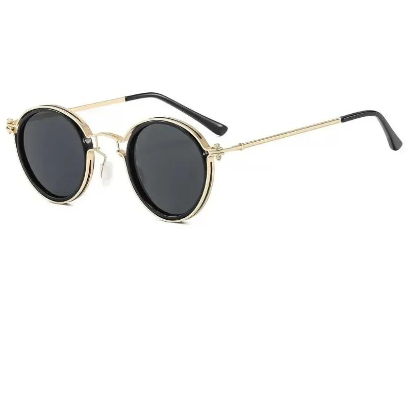 New Fashionable Metal Round Frame Mens Sunglasses Retro Neutral UV400 Sunscreen Cycling Glasses Multi Color