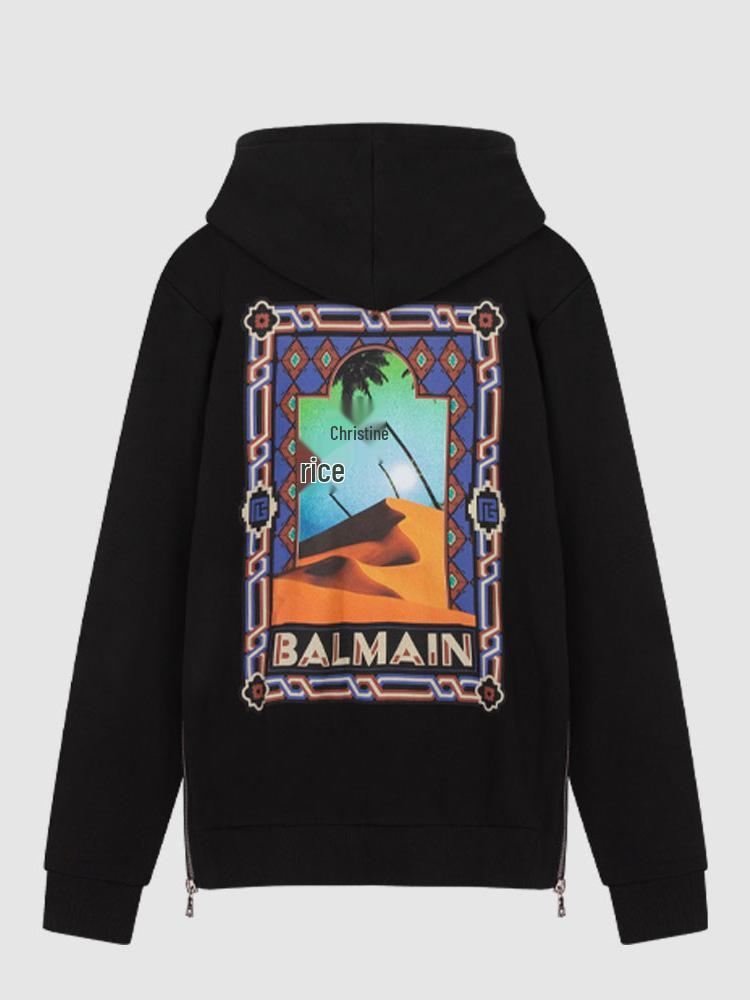 Balmain 2025 Unisex Hooded Zipper Cardigan
