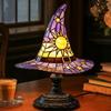 Lampa w kształcie Kapelusza Czarownicy na Halloween Żywiczny Ozdoba Lampka na USB Dekoracja, Świąteczna Lampa Stołowa