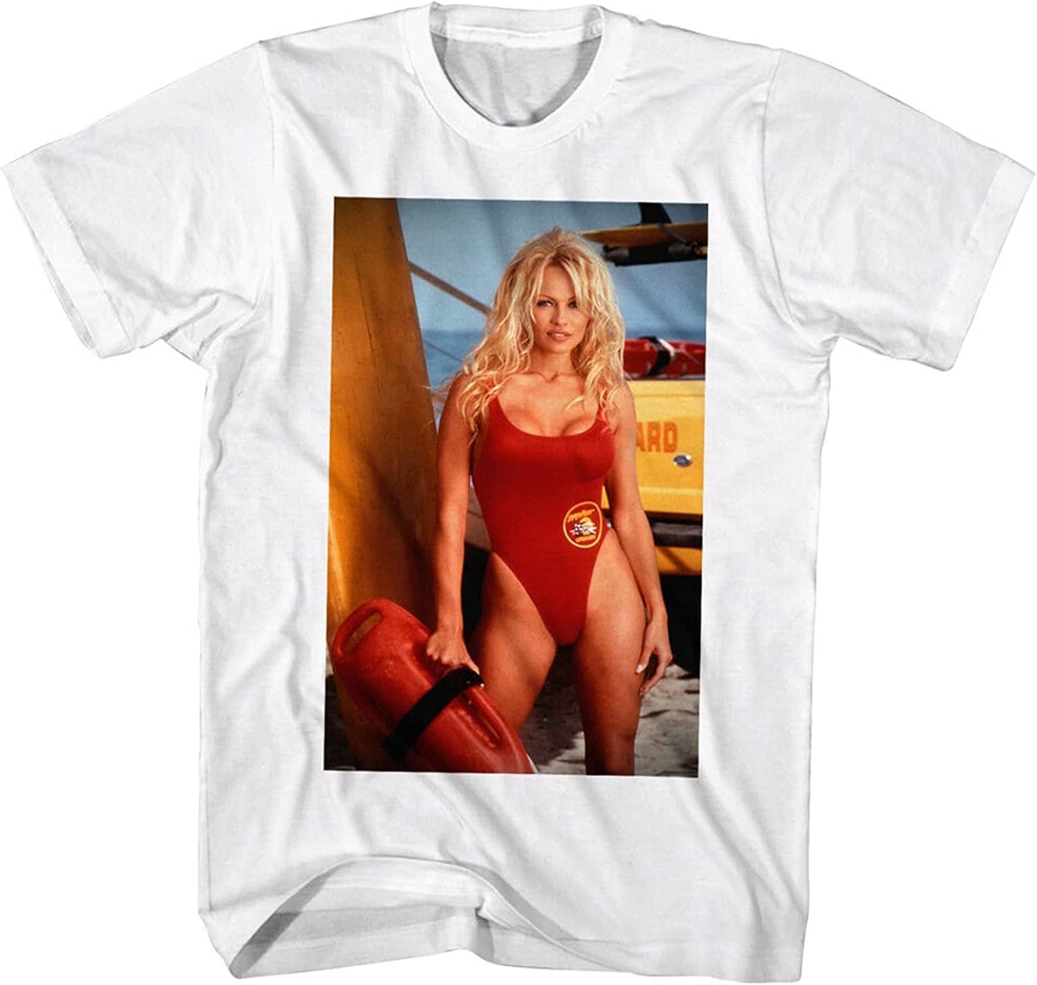 Baywatch Pamela Anderson Mens T Shirt TV Beach Babe Lifeguard CJ Parker Wham Bam White M