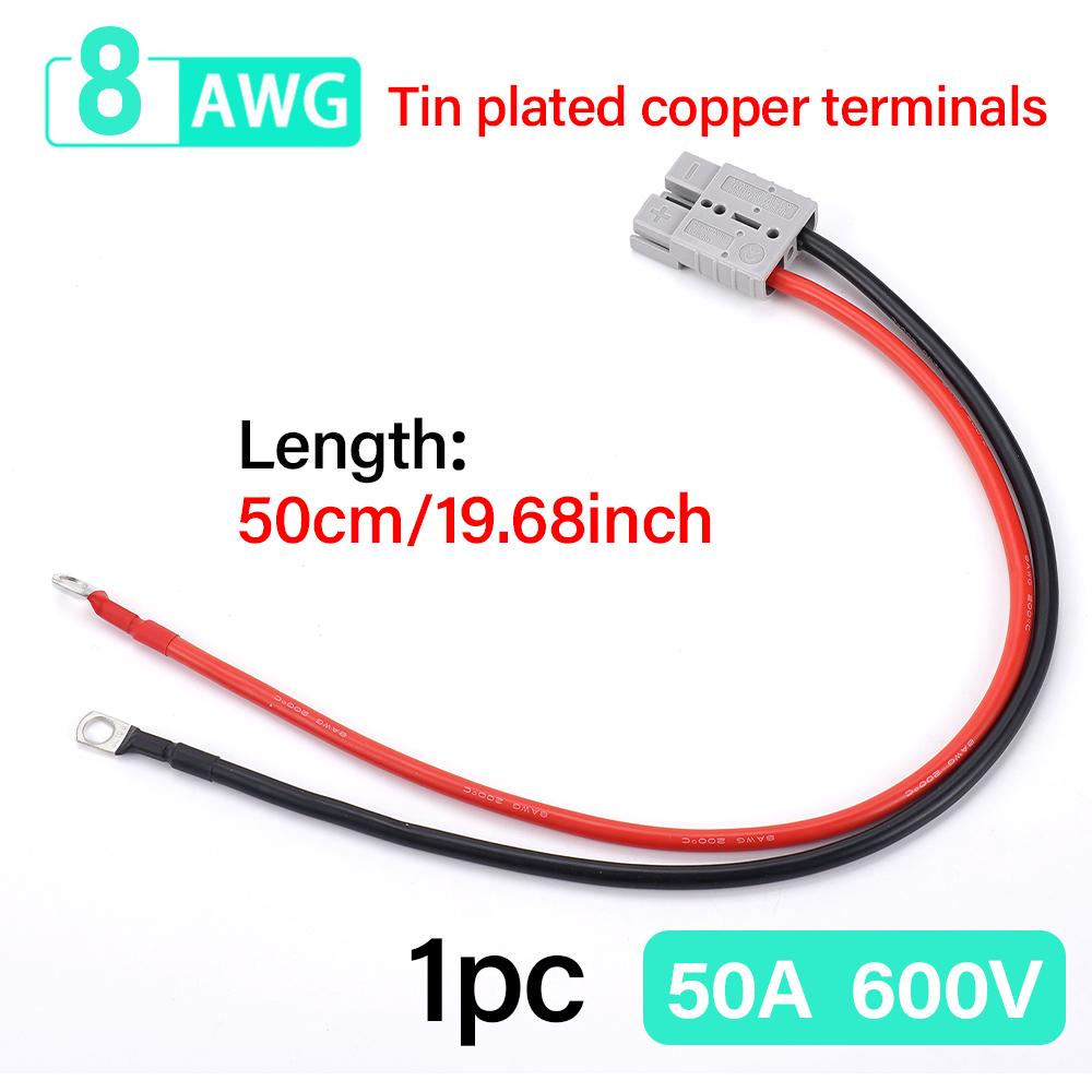 HulitTop Doppelpol 50A 600V Hochstromstecker mit 8AWG M8 Silikonkabel Elektro-Gabelstaplerstecker Schnellladeanschluss