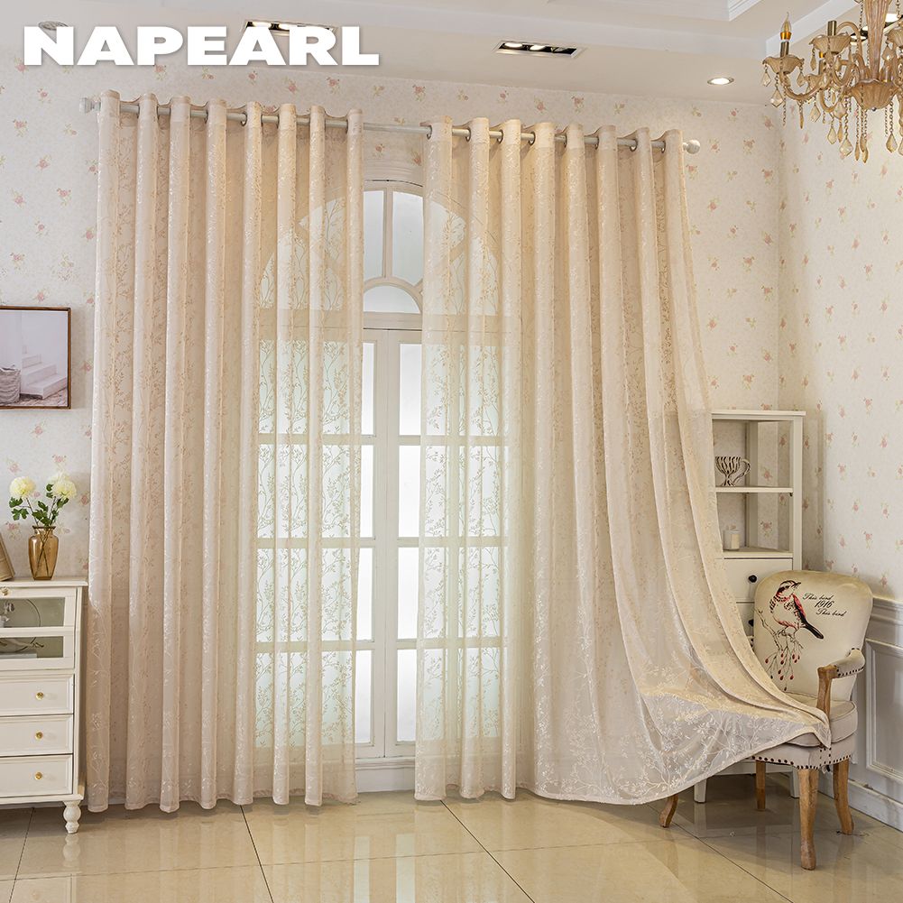 1PC NAPEARL Modern Luxury Dreamy Embossed Jacquard Curtain Translucent Sheer Curtain for Living Room Bedroom Balcony Window Home Decor