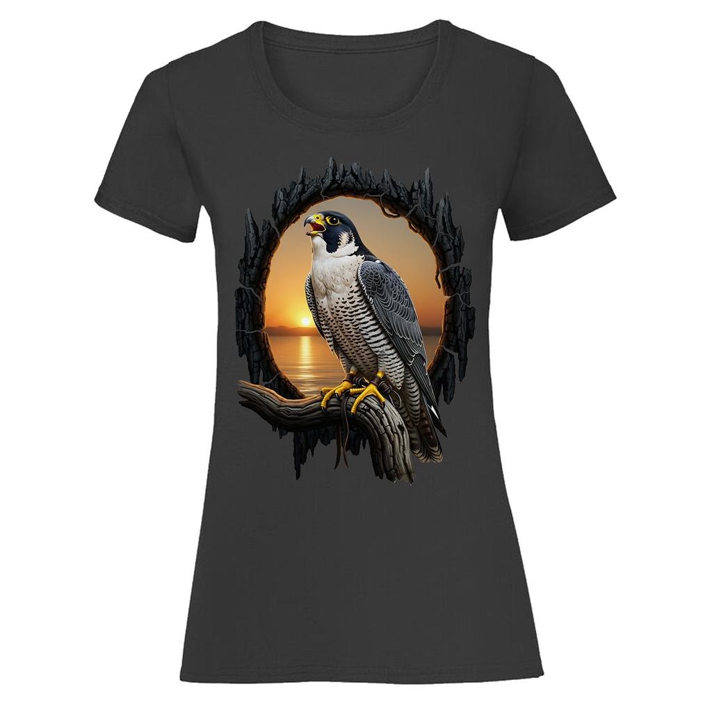 Peregrine Falcon Birds of Prey Animals Womens 100% Cotton T-shirt Mens Tees Top Sunset Wildlife