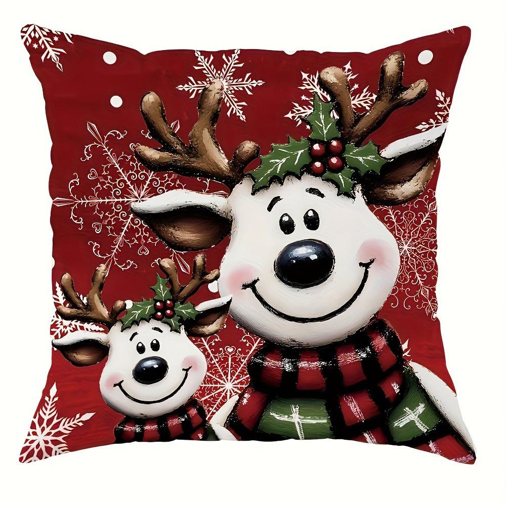 

Christmas Themed Pillowcases: Snowman, Ornament, Plaid, and Reindeer Designs! Sofa room cushion cover home decoration gift 16x16Inch