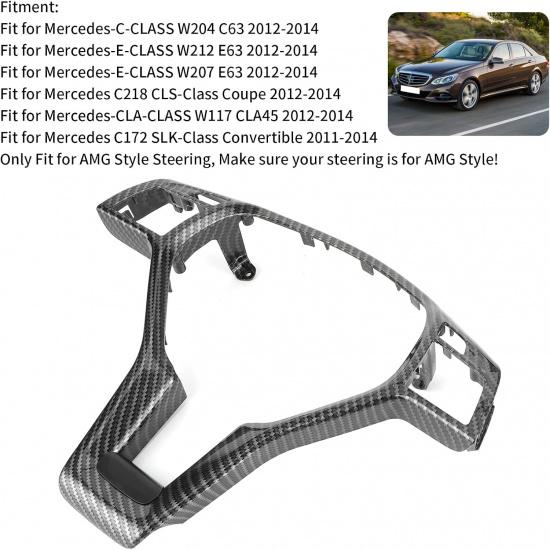 Steering Wheel Trim,Carbon Fiber Steering Wheel Trim Car Interior Decoration for AMG Type 0994640013 Fit for C E CLA Class carbon fiber interior
