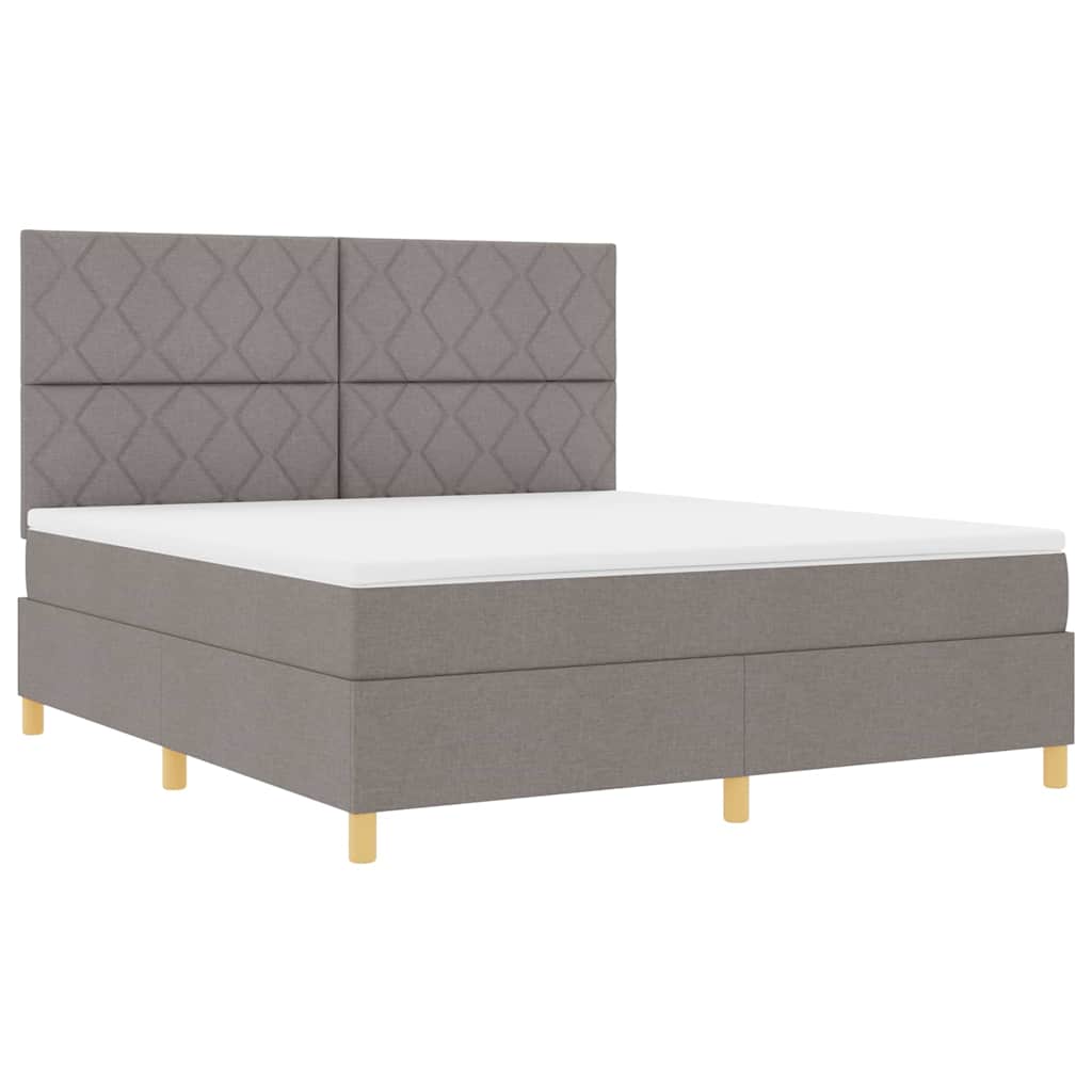 LED Boxspring Bed with Headboard Taupe 180 X 200 Cm Fabric
